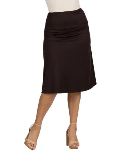 24seven Comfort Apparel A-line Elastic Waist Knee Length Skirt