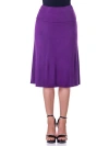 24seven Comfort Apparel A-line Elastic Waist Knee Length Skirt In Purple