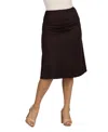 24seven Comfort Apparel Maternity A-line Elastic Waist Knee Length Skirt In Brown