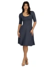 24seven Comfort Apparel A Line Knee Length Elbow Length Sleeves Dress In Multi