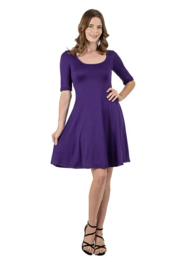 24SEVEN COMFORT APPAREL 24SEVEN COMFORT APPAREL A-LINE KNEE LENGTH DRESS ELBOW LENGTH SLEEVES