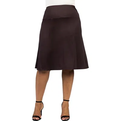 24seven Comfort Apparel A-line Elastic Waist Knee Length Skirt In Black