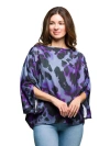 24seven Comfort Apparel Animal Print Boat Neck Dolman Sleeve Top In Multi
