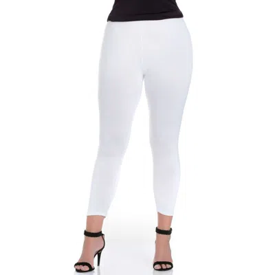 24seven Comfort Apparel Plus Size Comfortable Ankle Length Leggings In White