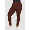 24seven Comfort Apparel Plus Size Comfortable Ankle Length Leggings In Brown