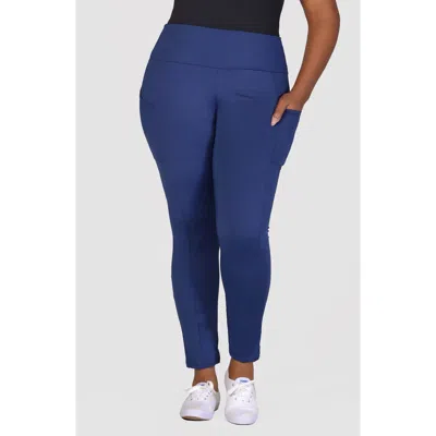 24seven Comfort Apparel Ankle Length Pocket Leggings In Navy
