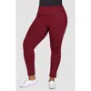 24seven Comfort Apparel Plus Size Comfortable Ankle Length Leggings In Wine