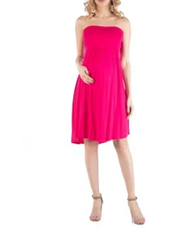 24SEVEN COMFORT APPAREL BANDEAU TOP EMPIRE WAIST SHORT MATERNITY DRESS