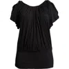 24seven Comfort Apparel Banded Blouson Top In Black