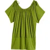 24seven Comfort Apparel Banded Blouson Top In Kiwi