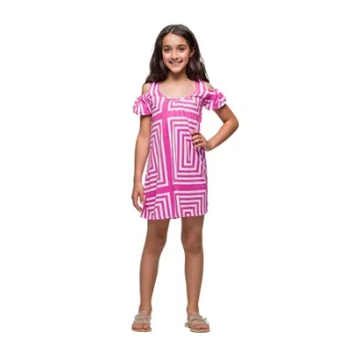 24seven Comfort Apparel Big Kid Girls Short Sleeve A-line Dress In Multi