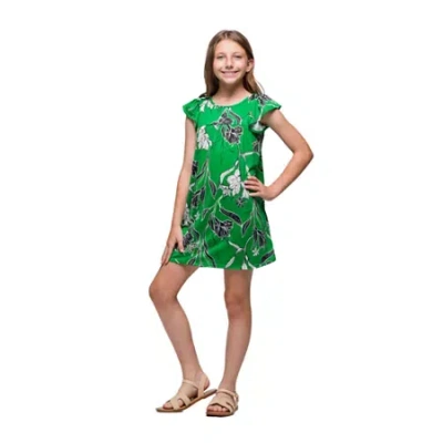 24seven Comfort Apparel Big Kid Girls Short Sleeve A-line Dress In Multi