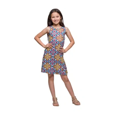 24seven Comfort Apparel Big Kid Girls Sleeveless A-line Dress In Multi