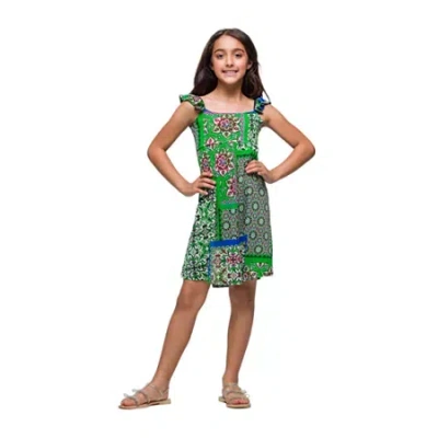 24seven Comfort Apparel Big Kid Girls Sleeveless A-line Dress In Multi