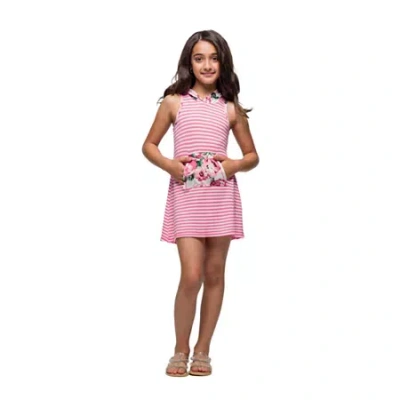24seven Comfort Apparel Big Kid Girls Sleeveless A-line Dress In Pink