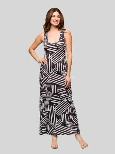 24seven Comfort Apparel Black And White Razorback Tank Casual Maxi Dress