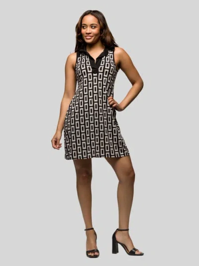24seven Comfort Apparel Black And White Sleeveless Collared Mini Dress