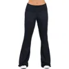 24seven Comfort Apparel Black Bell Bottom Foldover Waist Sweatpants In Blue