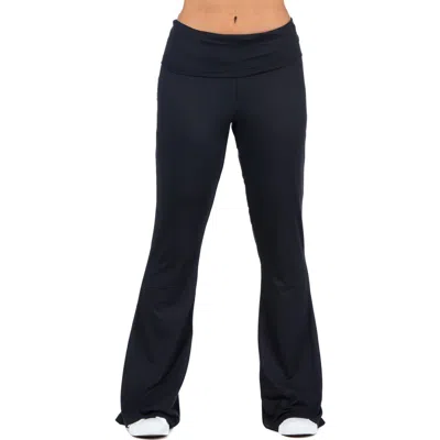 24seven Comfort Apparel Black Bell Bottom Foldover Waist Sweatpants In Blue