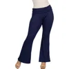 24seven Comfort Apparel Black Bell Bottom Foldover Waist Sweatpants In Blue