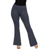 24seven Comfort Apparel Black Bell Bottom Foldover Waist Sweatpants In Blue