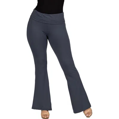 24SEVEN COMFORT APPAREL 24SEVEN COMFORT APPAREL BLACK BELL BOTTOM FOLDOVER WAIST SWEATPANTS