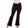 24seven Comfort Apparel Black Bell Bottom Foldover Waist Sweatpants In Brown