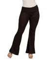 24seven Comfort Apparel Black Bell Bottom Foldover Waist Sweatpants In Brown