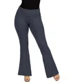 24seven Comfort Apparel Black Bell Bottom Foldover Waist Sweatpants In Charcoal