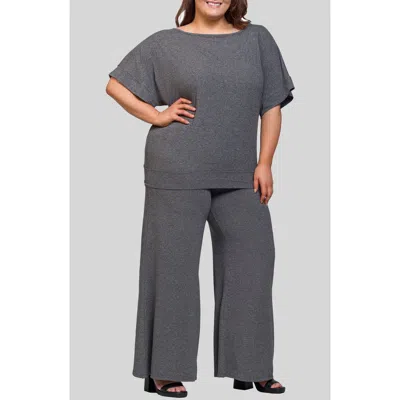 24SEVEN COMFORT APPAREL 24SEVEN COMFORT APPAREL BOAT NECK TOP & WIDE LEG PANTS SET