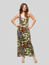 24seven Comfort Apparel Maternity Bright Butterfly Print Razorback Tank Casual Maxi Dress In Multi