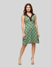 24seven Comfort Apparel Maternity Brown And Green Sleeveless Collared Mini Dress In Multi