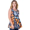 24seven Comfort Apparel Butterfly Print Scoop Neck Tank Top In Multi