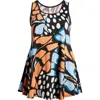 24seven Comfort Apparel Plus Size Scoop Neck Tank Top In Orange Multi