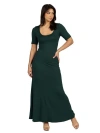 24seven Comfort Apparel Maternity Casual Maxi Dress With Sleeves In Green