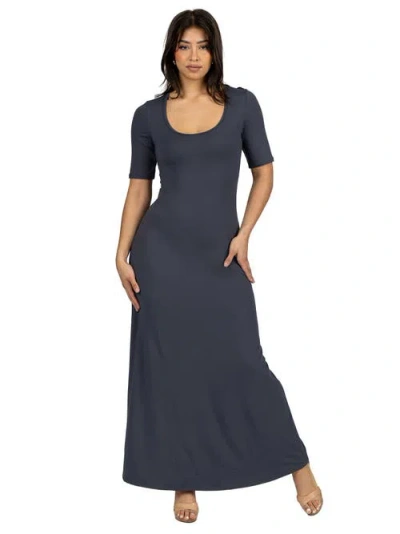 24seven Comfort Apparel Casual Maxi Dress With Sleeves In Multi