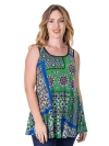 24seven Comfort Apparel Casual Print Scoop Neck Tank Top In Green