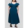 24seven Comfort Apparel Cold Shoulder Jersey Maxi Dress