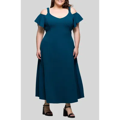 24SEVEN COMFORT APPAREL 24SEVEN COMFORT APPAREL COLD SHOULDER JERSEY MAXI DRESS