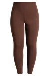 24seven Comfort Apparel Comfortable Ankle Leggings In Brown