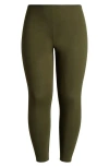 24seven Comfort Apparel Plus Size Comfortable Ankle Length Leggings In Olive