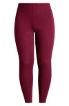 24seven Comfort Apparel Comfortable Ankle Leggings In Wine
