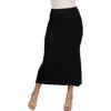 24seven Comfort Apparel Plus Size Comfortable Foldover Maxi Skirt In Black