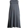 24seven Comfort Apparel Comfortable Foldover Strapless Stretch Dress In Charcoal