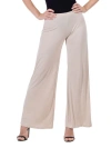 24seven Comfort Apparel Comfortable Solid Color Palazzo Pants In Neutral