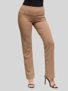 24seven Comfort Apparel Comfortable Stretch High Waist Dress Pants In Brown