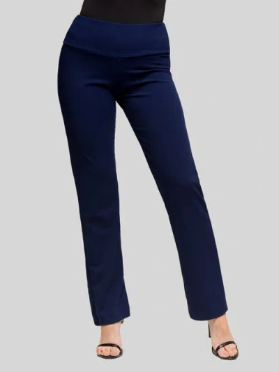 24seven Comfort Apparel Comfortable Stretch High Waist Dress Pants In Blue