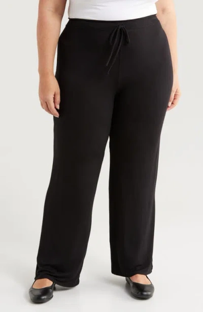 24seven Comfort Apparel Comfortable Stretch Pants In Black