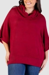 24seven Comfort Apparel Plus Size Cowl Neck Dolman Sleeve Top In Red