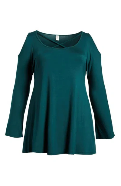 24seven Comfort Apparel Crisscross Strap Jersey Top In Hunter